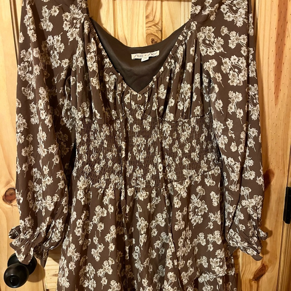 She + Sky Chocolate Floral Dress